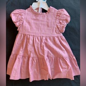 Baby girl pink & gold spring/summer dress, size 3-6 months